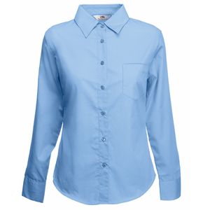Fruit of the Loom SS012 - Chemise popeline à manches longues femme Mid Blue