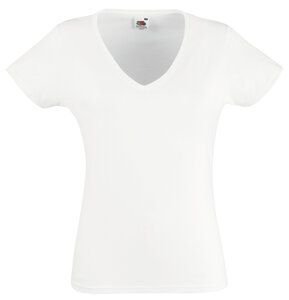 Fruit of the Loom SS047 - T-shirt Col V pour femme Blanc