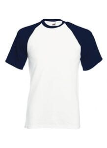 Fruit of the Loom SS026 - T-shirt baseball manches courtes White/ Deep Navy