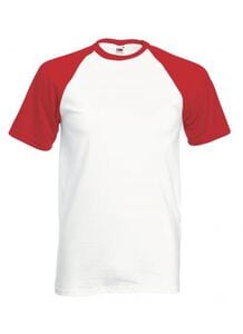 Fruit of the Loom SS026 - T-shirt baseball manches courtes White/ Red