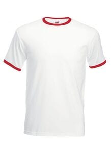 Fruit of the Loom SS168 - T-Shirt Homme Ringer White/ Red