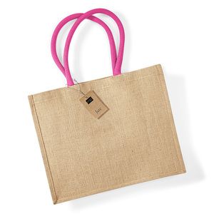 Westford mill WM407 - Sac de Courses en Toile de Jute Natural / Fuchsia