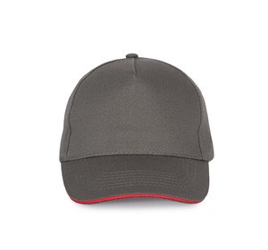 K-up KP124 - CASQUETTE AVEC SANDWICH CONTRASTÉ - 5 PANNEAUX Slate Grey / Red