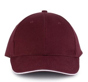 K-up KP011 - ORLANDO - CASQUETTE HOMME 6 PANNEAUX Burgundy / White