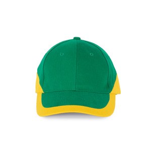 K-up KP045 - RACING - CASQUETTE BICOLORE 6 PANNEAUX Kelly Green / Yellow