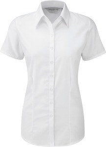 Russell Collection RU963F - Chemise Femme Manche Courtes À Chevrons Blanc