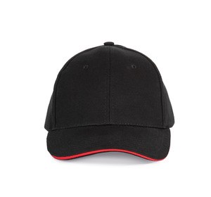 K-up KP153 - CASQUETTE AVEC SANDWICH CONTRASTÉ - 6 PANNEAUX Noir-Rouge