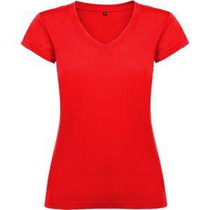 Roly CA6646 - VICTORIA T-shirt en manches courtes pour femme avec col V et achevé en côte 1x1