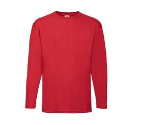 Fruit of the Loom SC233 - T-Shirt Homme Manches Longues 100% coton Rouge