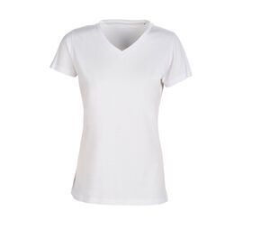 Sans Étiquette SE634 - T-Shirt Femme Col V Blanc
