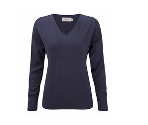 Russell Collection JZ10F - Sweat-Shirt Femme Col V French Navy