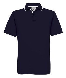 B&C BC430 - Polo Coton Col et Manches Contrastés Navy/White