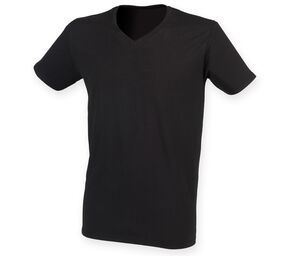 Skinnifit SF122 - Tee-Shirt Col V Homme Stretch en Coton Noir