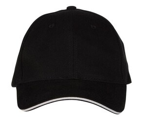 Black&Match BM911 - Casquette 6 Panneaux Sandwich Black/Silver