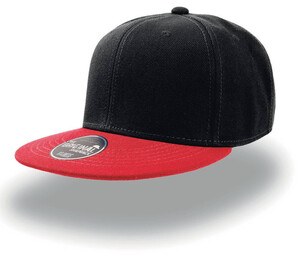 Atlantis AT013 - Casquette Snap Visière Plate Noir/Rouge