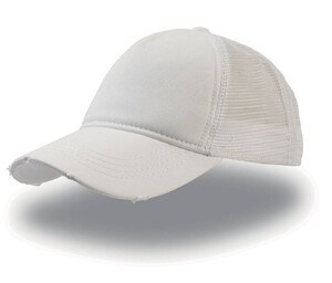 Atlantis AT082 - Casquette 5 Pans style Trucker Visière en Coton White/White