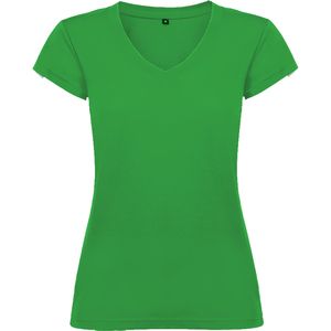 Roly CA6646 - VICTORIA T-shirt en manches courtes pour femme avec col V et achevé en côte 1x1 Tropical Green
