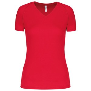 Proact PA477 - T-shirt de sport manches courtes col v femme Rouge