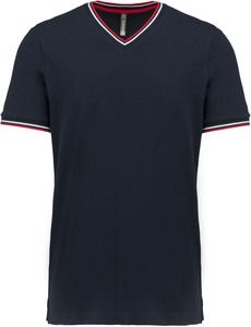 Kariban K374 - T-shirt maille piquée col V homme Navy / Red / White