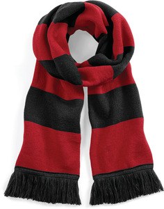 Beechfield B479 - Écharpe homme rayée Stadium Black / Classic Red