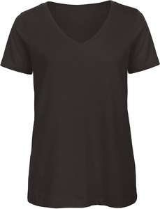 B&C CGTW045 - T-shirt Organic Inspire col V Femme Noir