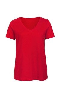 B&C CGTW045 - T-shirt Organic Inspire col V Femme Rouge