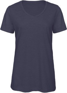 B&C CGTW058 - T-shirt Triblend col V Femme Heather Navy