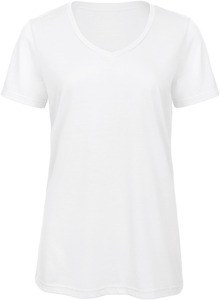 B&C CGTW058 - T-shirt Triblend col V Femme White