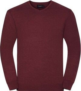 Russell Collection RU710M - Pullover Homme Col V Cranberry Marl