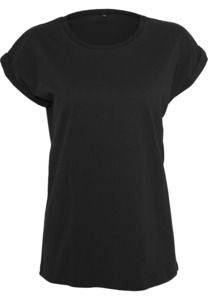 Build Your Brand BY138 - Ladies Organic Extended Shoulder Tee Noir