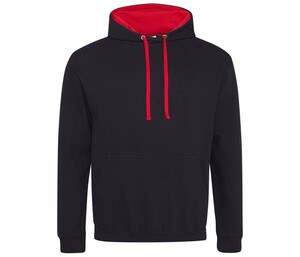 AWDIS JH003 - Sweat Capuche Contrastée Jet Black/Fire Red