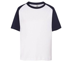 JHK JK153 - T-shirt baseball enfant Blanc / Bleu marine