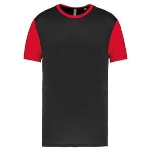 Proact PA4023 - T-shirt manches courtes bicolore adulte Black / Sporty Red