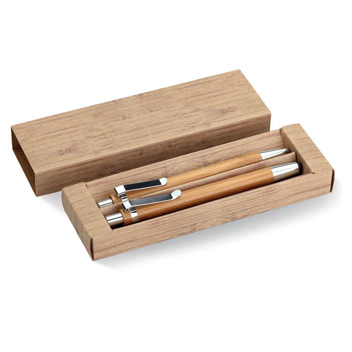 GiftRetail MO8111 - BAMBOOSET Coffret stylo et crayon en bam