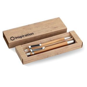GiftRetail MO8111 - BAMBOOSET Coffret stylo et crayon en bam Wood
