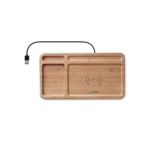 GiftRetail MO9391 - CLEANDESK Chargeur sans fil organiseur Wood