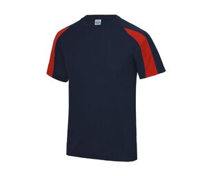 JUST COOL JC003 - Tee-shirt de sport contrasté French Navy / Fire Red