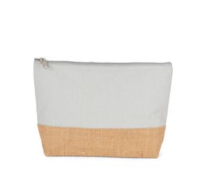 Kimood KI0276 - Pochette en toiles de coton et jute Snow Grey / Natural