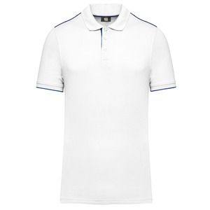 WK. Designed To Work WK270 - Polo contrastant manches courtes homme DayToDay Blanc / Bleu marine