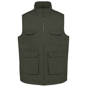 WK. Designed To Work WK607 - Gilet polycoton multipoches rembourré unisexe Dark Khaki