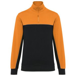 WK. Designed To Work WK404 - Sweat-shirt écoresponsable col zippé unisexe Black / Orange
