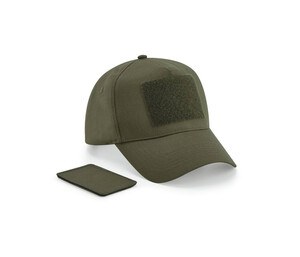 BEECHFIELD BF638 - Casquette 5 pans avec patch amovible Military Green