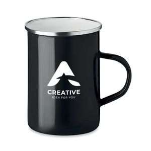 GiftRetail MO6775 - SILVER Tasse en métal  couche d'émail Noir