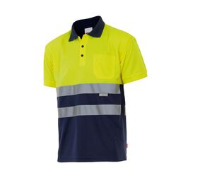 Velilla 173 - POLO BICOLORE MC HV MARINE BLUE/HI-VIS YELLOW