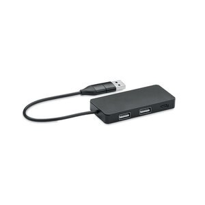 GiftRetail MO2142 - HUB-C Hub USB 3 ports avec câble 20cm Noir