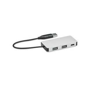 GiftRetail MO2142 - HUB-C Hub USB 3 ports avec câble 20cm Argent
