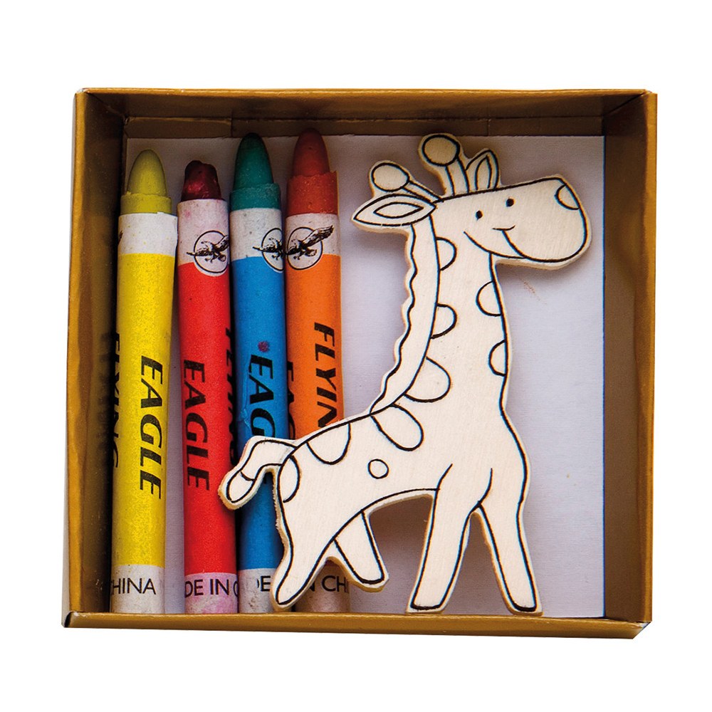 EgotierPro 28050 - 4 Magnets en Bois avec Crayons SAFARIET