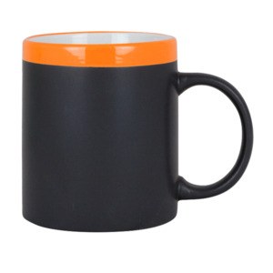EgotierPro 28199 - Mug en céramique 300 ml avec craie SLATE Orange
