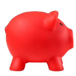 EgotierPro 38075 - Tirelire Cochon en Plastique Couleurs Amusantes MONEY Rouge