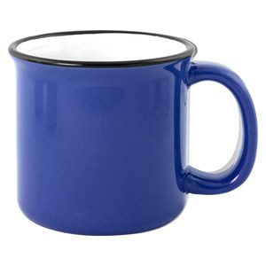 EgotierPro 38534 - Mug Vintage en Céramique Multicolore 280ml ENAMEL Bleu